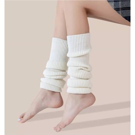 VUCDXOP Women's Long Leg Warmers Women Girls Winter Crochet Knitted Leg Warmers Leg Warmers Knee Stockings Overknees, One Size, White #1