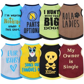 Saintrygo 8 Pieces Dog Shirts Pet Printed Clothes with Funny Letters Summer Pet T Shirts Cool Puppy Breathable Dog Outfit Soft Sweatshirt Cats(Vivid Pattern,Small)