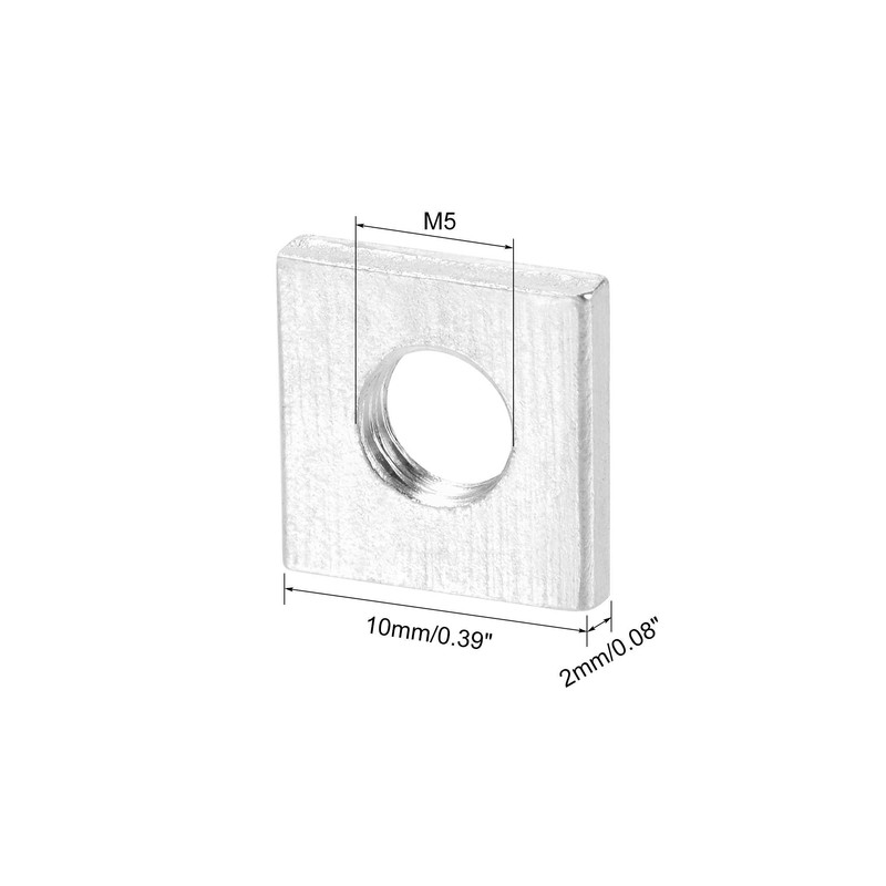 sourcing map Square Nuts, M5x10mmx2mm Zinc-Plated Metric Coarse Thread Assortment