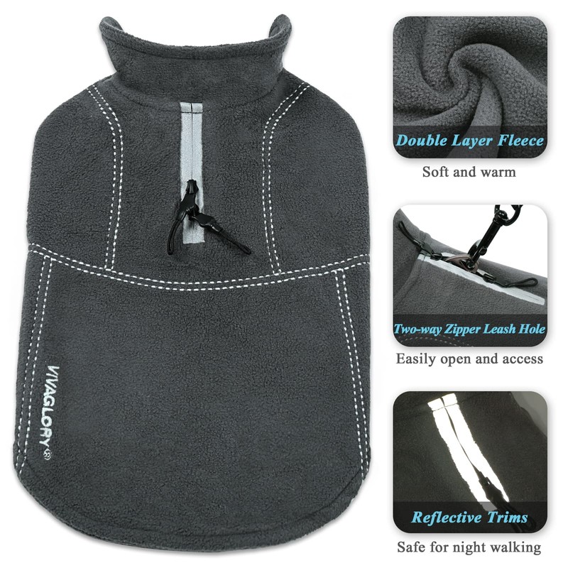 VIVAGLORY Softpad Dog Fleece Vest, Dog Fleece Jacket for Fall