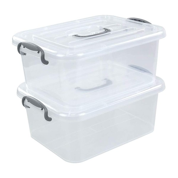 Kekow Paquete de 2 cajas de cierre transparente para almacenamiento, recipientes de plástico con tapas, 8 L