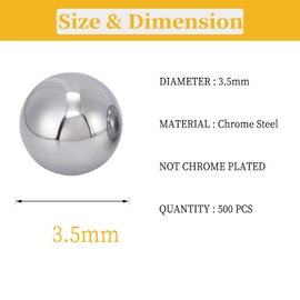 500 PCS 3.5mm Diameter Hardened Chrome Solid Steel Bearing Balls, Vigorous Precision Balls (500 Pieces)