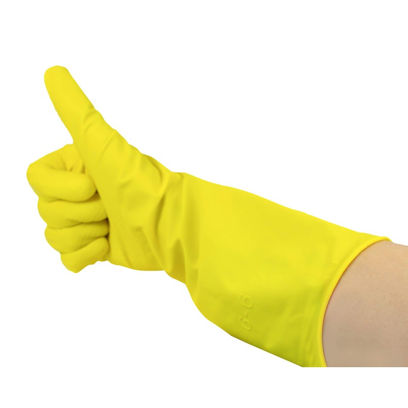 Romed Household Gloves Yellow 100% Natural Latex (Size: L, 12