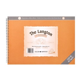 Daler-Rowney The Langton Cold-Pressed 425gsm 14 x 10in Watercolour Paper in a Spiral Pad, Acid-free, 12 Natural White Sheets, Ideal for Professional Artists