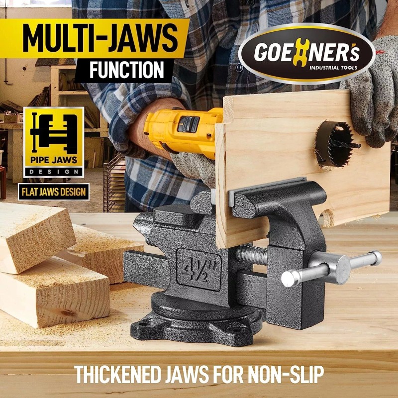 Kitvance 4-1/2'' Multi-Purpose Bench Vise for Workbench Heavy Duty Forged