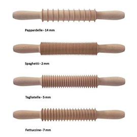 Tredoni Pasta Cutter Wooden Rolling Pin - Pappardelle Pasta Maker (Pappardelle - 14mm)