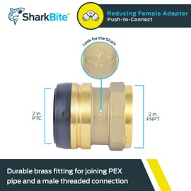 SharkBite 2 Inch FNPT Adapter, Push to Connect Brass Plumbing Fitting, PEX Pipe, Copper, CPVC, PE-RT, HDPE, UXL115450F