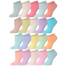 Tipi Toe - 20 pares de calcetines de tobillo para mujer, divertidos de corte bajo, coloridos estampados, Sueños pastel suaves, 6-10