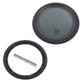 Mixizap 12" Round Tinted RV Window with Trim Ring - Fixed Replacement for Camper, Caravan, Motorhome - Fits 1-5/8" Wall Thickness