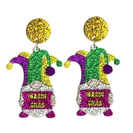 ONLYJUMP Mardi Gras Earring For Women Dainty Carnival Theme Crocodile Lobster Mask Earrings Colorful Acrylic Mardi Gras Earrings Holiday Mardi Gras Gifts (Dwarf)