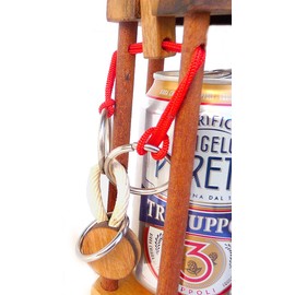 Logica Spiele Art. Bier Nicht Für Alkoholiker - Knobelspiel aus Edlem Holz - Geduldspiel - Denkspiel - Flaschenhalter Puzzle - Schwerteig 4/6 Extrem - Leonardo da Vinci Kollektion