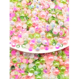 Rhinova 100g Mix Pearls and Rhinestones for Crafting, Sizes Range 3mm-10mm Pearl Beads for Bedazzler Rhinestones for Bedazzling Pearls for Crafting Sock Charms Nail Shoe Mugs (Spring Embrace Mix)