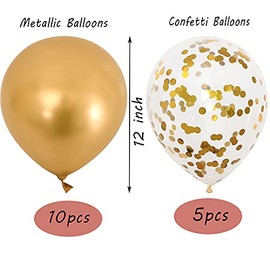 OTMVicor Vicor Metallic Gold Latex Balloons - 15 Pieces, 12 inch Confetti Balloons for Birthday, Mother's Day, Wedding, Baby Shower Party Decoration