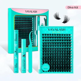 VAVA BEAUTY Misty Kit Clusters, DIY Lash Extension Springtok Bond&Seal, Tweezer, Remover For Girl at Home Makeup Cosmetic - Individual Eyelash Extensions:_Short Diva Kit