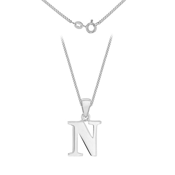 Tuscany Silver Women's Sterling Silver Initial N Pendant on Curb