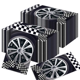 100Pcs Tire Paper Napkins Race Car Guest Paper Napkins Congrats Cocktail Disposable Dinner Napkins,Guest Towels Race Car Napkins for Kitchen,Racing Party,Baby Birthday Party,8 x 4.5In