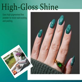 AZUREBEAUTY St. Patrick's Evergreen Dip Powder Nail Kit, 6 Colors Glitter Green Sparkle Forest Dark,Dipping Powder Color French Nail Art Manicure DIY Salon Gifts for Women, No Need Nail Lamp Cured