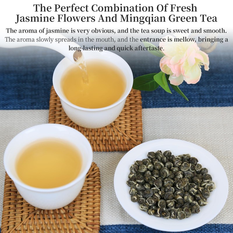XIXICHA Jasmine Pearls Tea Jasmine Green Loose Leaf Dragon Balls