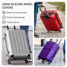 TUCANA Silicone Luggage Wheel Protect Covers for Suitcases, Elastic, Mute and Shockproof (Gray)