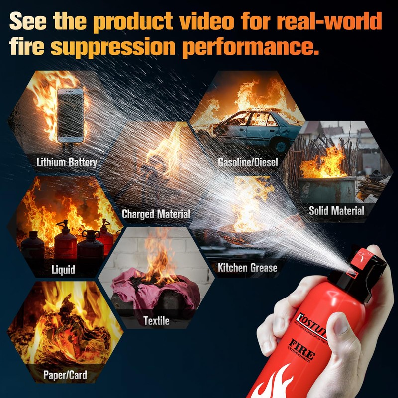 Upgraded 8-IN-1 Fire Extinguisher for Home Vehicle Car Kitchen Boat,
