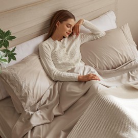 J'Chervianne Full Bed Sheet Set, Super Soft Microfiber Luxury 4 Piece Bedding Sheets & Pillowcases, Easy Care Bed Sheet Sets (Beige, Full)