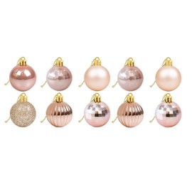 Christmas Baubles 10 Pcs Mini Christmas Tree Ball Decorations Ornaments Balls Pendants 4cm Shatterproof Hanging Bauble Set for for Holiday Wedding Party Decoration Xmas Rose Gold