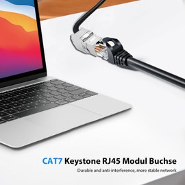 Keystone RJ45 Cat 7 Connector Modules - Tool-Free CAT7, CAT6, CAT6a RJ45 Keystone Jack, Network Plug Toolless, STP Shielded, 10 Gbit/s, 1000 MHz for Patch Panels & Network Sockets, Pack of 2