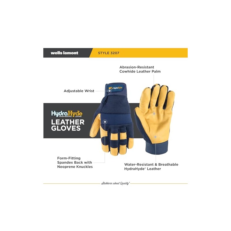 Wells Lamont Hydrahyde - Guantes de trabajo impermeables para hombre