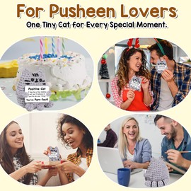 AICase Positive Crochet Cat for Pusheen Merch Gifts, Emotional Support Nuggets Gag Ideas Funny Cat for Women Birthday Christmas Stocking Stuffers Cute Stuff Desk Decorative Signs Office Decor