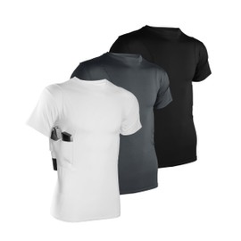 Lilcreek Men's 3 Pack Shirt, Concealed Carry Holster, Black/White/Grey, S-3XL