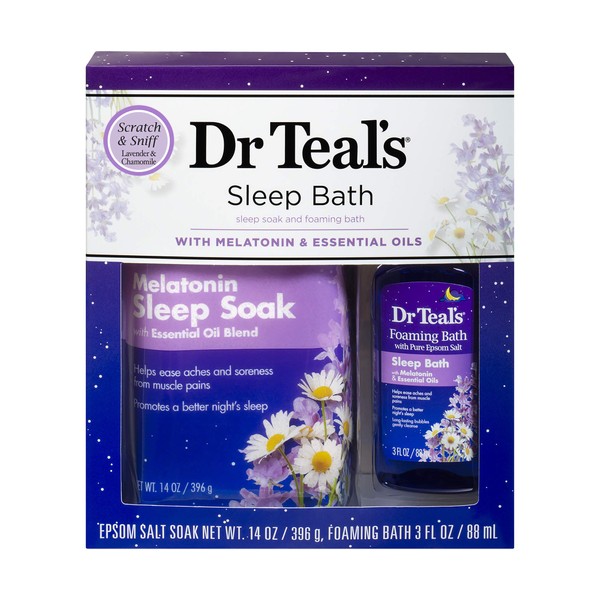 Dr Teal's Melatonin Sleep Soak Epsom Salt Solution and Foaming Bath Gift Set