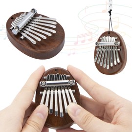 Mini Thumb Piano, Kalimba Portable 8 Keys Thumb Piano Solid Wood Finger Piano Heart Shaped Mini Finger Piano Music Gifts for Kids Adults Beginners A3MNKLB (B)