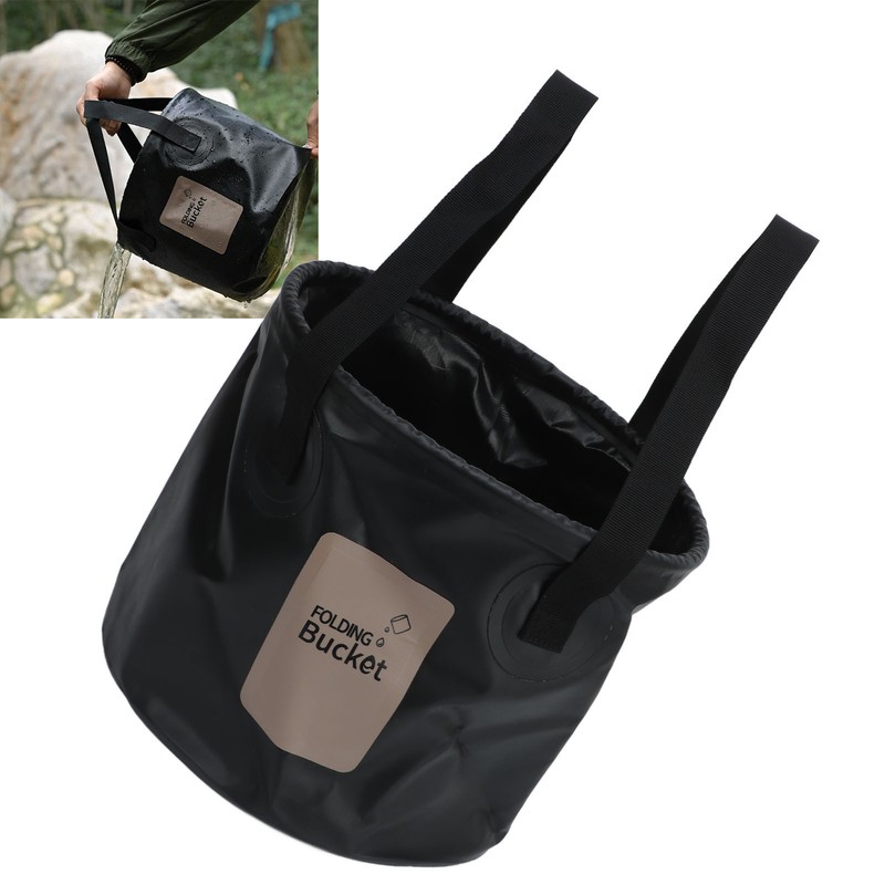 Camping Collapsible Bucket 10L Capacity Food Grade PVC Mesh Side