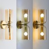 EFINEHOME Minimalist 2-Light Gold Wall Sconces with Cylinder Glass Shades-