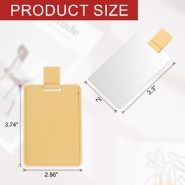 uxcell Small Pocket Mirror for Purse, Stainless Steel Compact Makeup Mirror with Leather Case, Travel Mirror Handheld Mirror for Women, Girls, Purse, Gift (Yellow, 2.56 x 3.74)