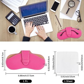 CREATCABIN Slim Glasses Case Portable Leather Sunglasses Case Soft Lightweight Eyeglass Spectacle Cases Pouch Bag Travel Protective Cover Gift for Women Men Holiday Vacation 6.9x3.4 Inch Camellia