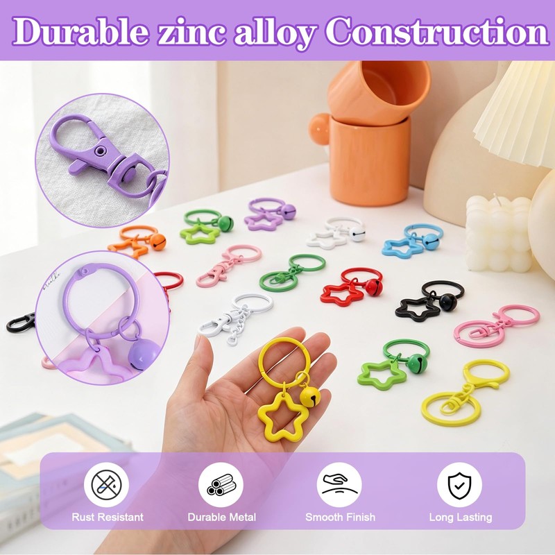 27PCS Colorful Key Rings Set with Lobster Clasps