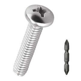 #6-32 x 1-1/4" Stainless Pan Head Machine Screws 100 Pcs, 18-8 (304) Stainless Steel Phillips Drive Pan Head, Full Thread, Bright Finish, No Coating, Fayeploo (with Double End Screwdriver Bit)