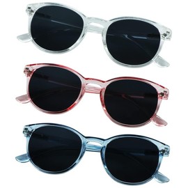 YEIN 3Pack Reading Sunglasses for Men/Women,Fashion Sunglasses for Wear(Clear Blue+Champagne+Black Purple, 2.25 Magnification)