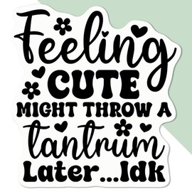 Medium 100mm 'Feeling Cute Funny Quote Babies Toddlers' Permanent Sticker Decal for Cars/Windows/Bins/Walls etc (DW00130921)