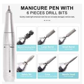 Taladro Eléctrico para Uñas, Máquina Pulidora de Uñas Eléctrica de 45000 Rpm, Kit de Manicura Portátil Recargable para Quitar Uñas de Gel Acrílico