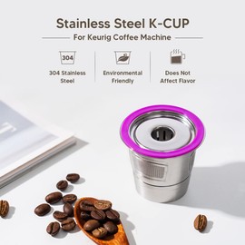 Reusable Coffee Filter Replacement for Keurig K Mini Plus Refillable K Cupsules 2.0 1.0 Small Coffee Pod Single Reuable Coffee Capsules (Stainless Steel 2 Pods,1 Scoop)