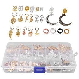 Anillos para Trenzas de Cabello Accesorios para Trenzas, Cuentas para Trenzas de Cabello, Anillos para Trenzas de Metal Dorado Clips para Puños, Anillos para Trenzas de Cabello