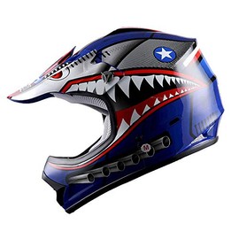 WOW Youth Kids Motocross BMX MX ATV Dirt Bike Moutain Helmet Shark Blue