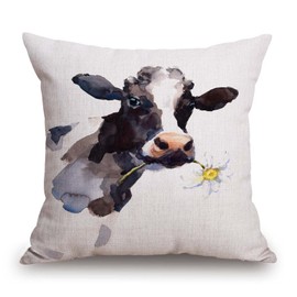 TSSOHU Cow Farmhouse Fall Farmhouse Pillow Cover 18x18, Animal Painting Art Pillow Cover Decorative Summer Throw Pillow Covers,Outdoor Home Decor