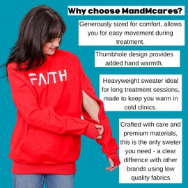 Dialysis Sweatshirts with Dual Zip chest Access Hemodialysis Two Way Arm Zippers to Fistula Port and Line for Men and Women (XX-Large, Red)