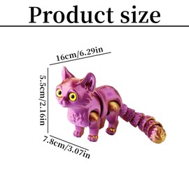 Bojueshaw Cat 3D Model,Flexible 3D Printed Stress Relief Toy,Cats Fidget Toys Decor for Home,Office,Classroom(Purple&Gold)