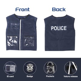 HIULLEN Police Costume Kids, Police Officer Dress Up Outfit with Vest, Hat, Toy Shotgun and more, Police Dressing Up, Police Costume Accessories for Boys and Girls Party Dress Up