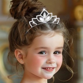 Kilshye Silver Crystal Headband Rhinestone Princess Hairband Birthday Hair Accessories for Girls (Silver)