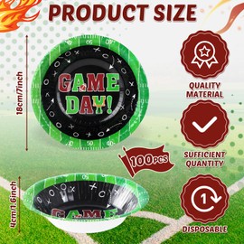 100 Pcs 16 oz Football Bowls Party Supplies Disposable Football Dessert Bowls Paper Snack Candy Containers Table Decorations Favors for Sports Game Day Hot Cold Soup Salad Cereal Home Holiday Birthday